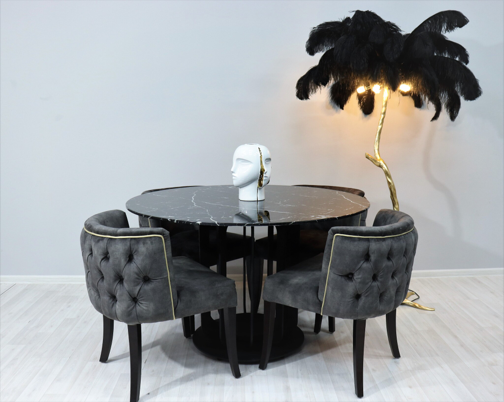Стол обеденный Сохо, 120х120х75 см, черный мрамор