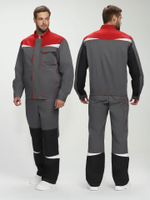 Костюм Строй-1 CH МВО (тк.Смесовая,280) брюки, т.серый/красный/черный