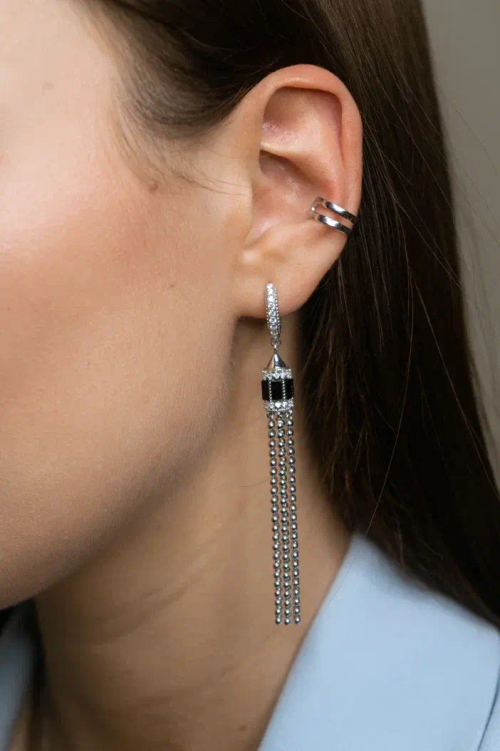 Серьги динамичные с подвесными шарами