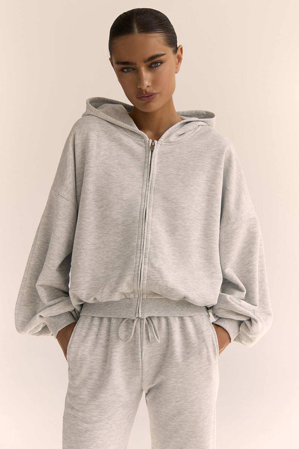 Толстовка на молнии Светло-серый меланж