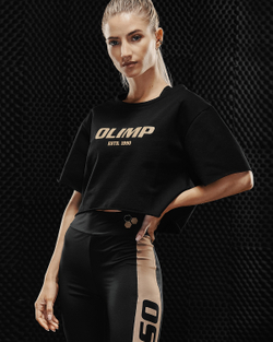 Женская укороченная футболка Olimp Crop Top Gold Series Black