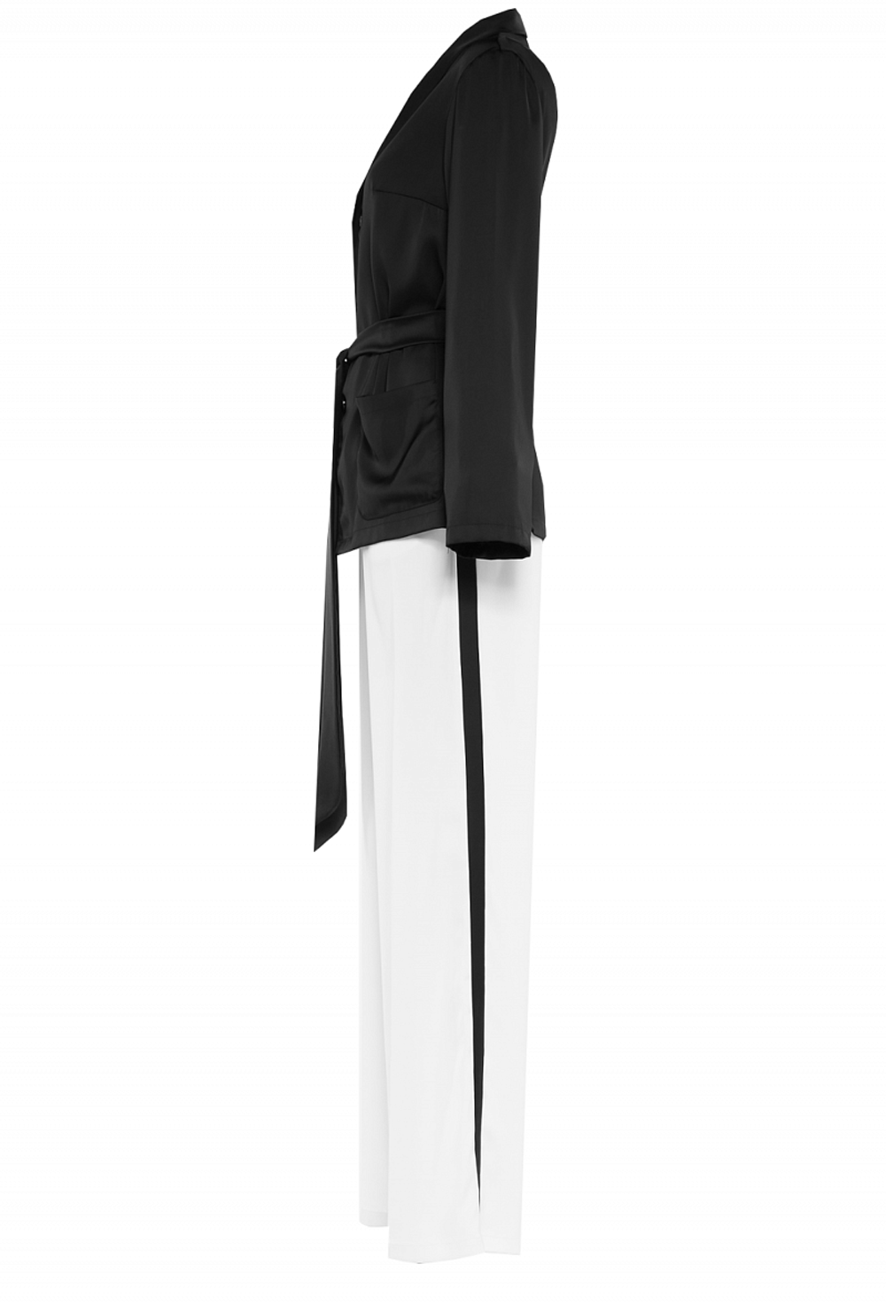 Брючный костюм из шелка чёрно-белый 06-19 SS