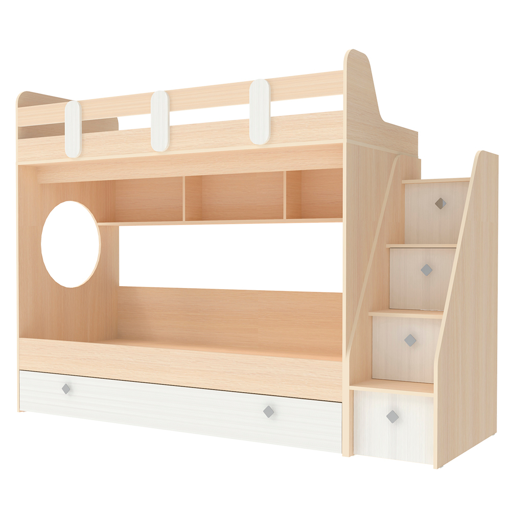 Кровать двухъярусная КарИВи Фортуна-3  Дуб Молочный Белое Дерево