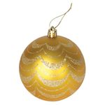 Шары ёлочные 6 шт., 8 см, "Basic Art", пластик, золотистые матовые с узором, ЗОЛОТАЯ СКАЗКА, 590890