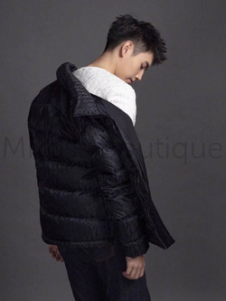 Пуховая черная куртка Диор Dior Oblique унисекс премиум класса