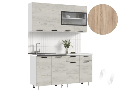 Кухня Рио NEW ЛДСП 1;6м (белый/дуб крафт белый/сонома)