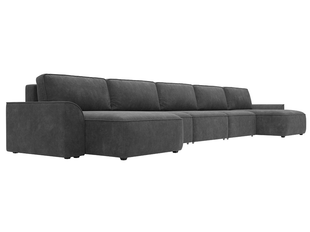 Диван П-образный Лига-048 НПБ МегаЛонг, BRUT 16 темно-серый, Велюр, 128320