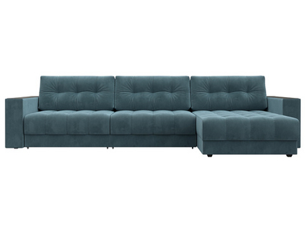 Диван угловой с декором Лига-049 НПБ Лонг, SEVEN 113 ВЕЛЮР бирюзовый