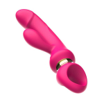 Розовый вибратор-кролик 24,6см с ручкой-кольцом I-Moon MY-227