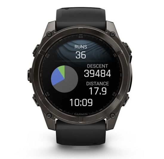 Умные часы Garmin Fenix 8, 51 мм, AMOLED, Sapphire Carbon Gray DLC Titanium with Black/Pebble Gray Silicone band