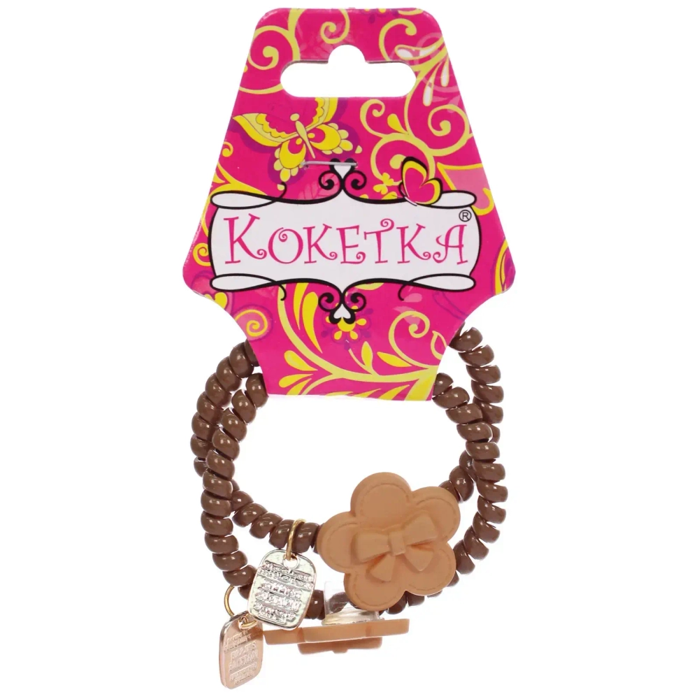 Резинки для волос силиконовые 2шт «Шоколад», цветочки с бантиком, цвет молочный и коричневый, d-5.5см (Кокетка)