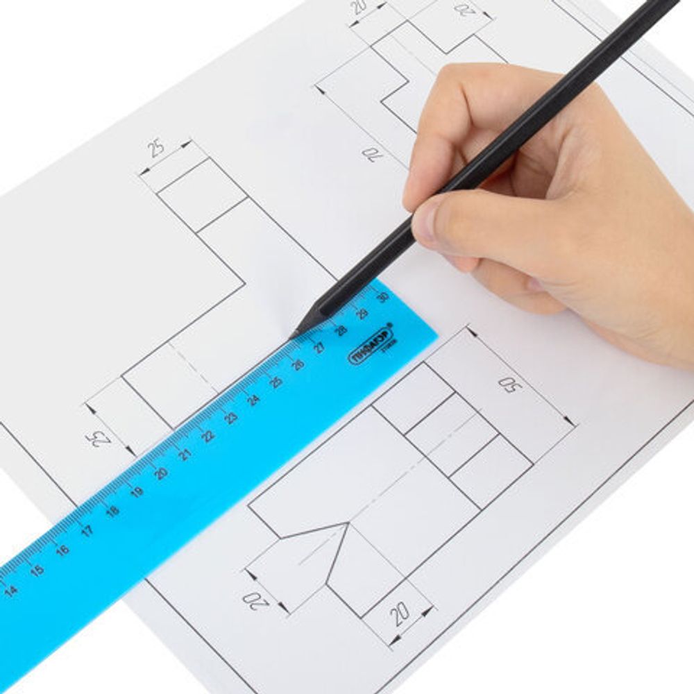 Линейка пластиковая 30 см ПИФАГОР, неоновая, ассорти, 210838