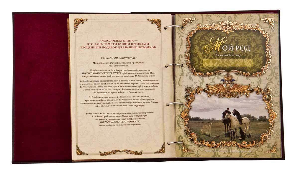 Родословная книга кожаная обложка (в подарочной коробке)