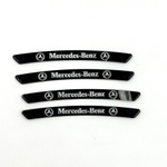 Наклейки Мерседес черные объемные пластик (шильдик Mercedes, 9х0,8см). Черные с серебристой надписью и лого - 4шт в комплекте