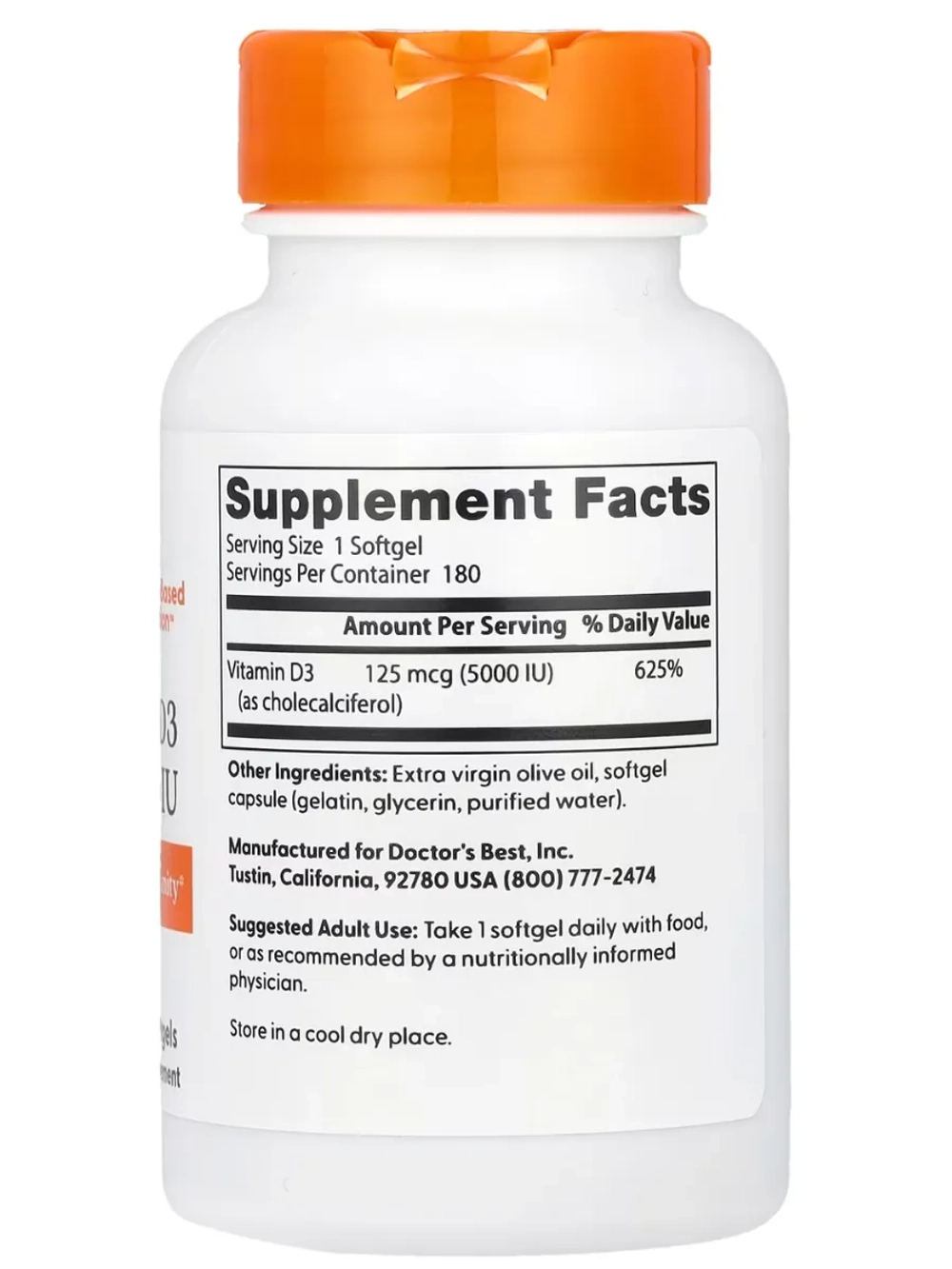 Витамин D3 5000 МЕ 180 капсул