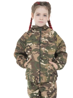 Детский Демисезонный Камуфляжный костюм на флисе FRMULTICAM