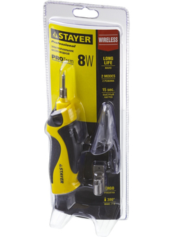 STAYER PROTerm, 8 Вт, 3 АА, высокотемпературное жало, беспроводной паяльник, Professional (55409)