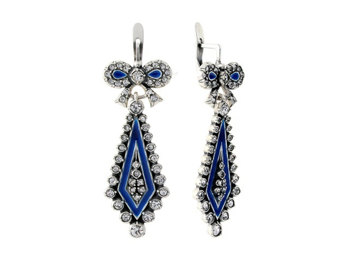 "Классические" серьги в серебряном покрытии из коллекции "Возрождение" от Jenavi с английским замком