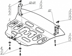 Усиленная защита картера двигателя и КПП (2 мм, сталь) для BAIC X35 2019- Motodor.78501