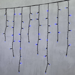 Светодиодная бахрома с колпачком 3,2*0,9 м., 168 синих LED ламп, каучуковый черный провод, LTC (LL168-1-2B)