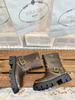 Коричневые кожаные ботинки Prada