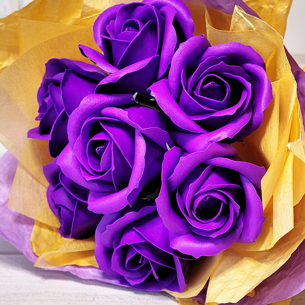 Букет мыльных роз фиолетовых, 7 штук
