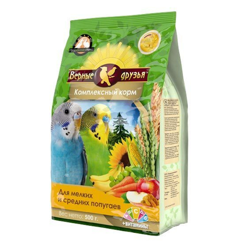 Корм Верные друзья Эконом для мелких и средних попугаев, 500 г