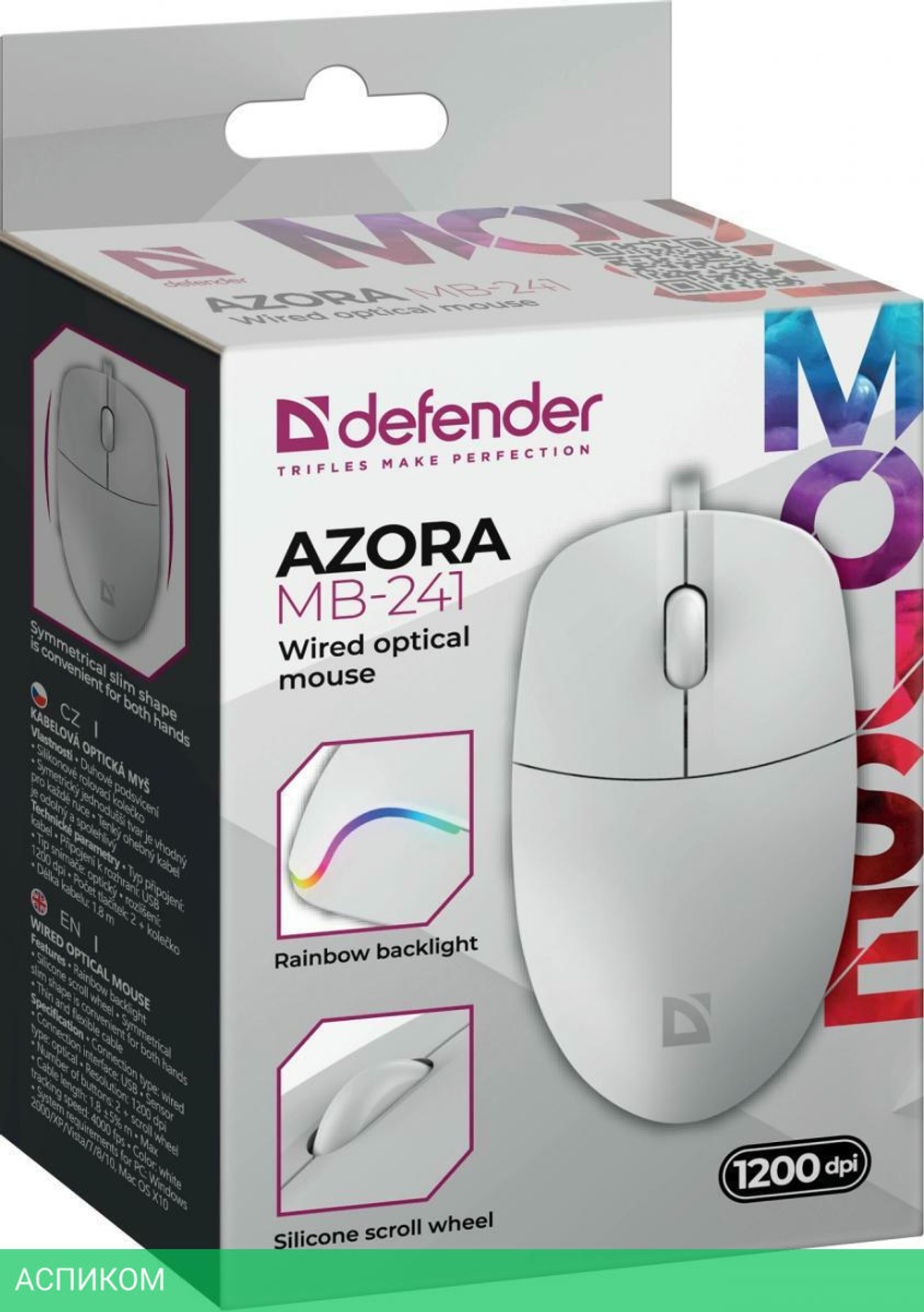 Мышь Defender Azora MB-241 белый (52242)