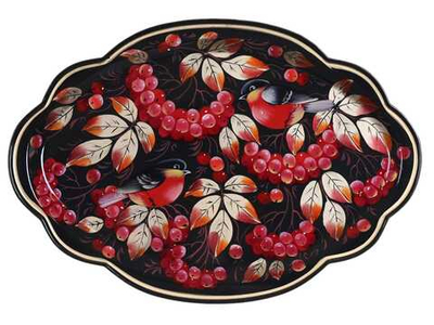 Жостовский поднос декоративный, размер 32х22 см (A11), металлический