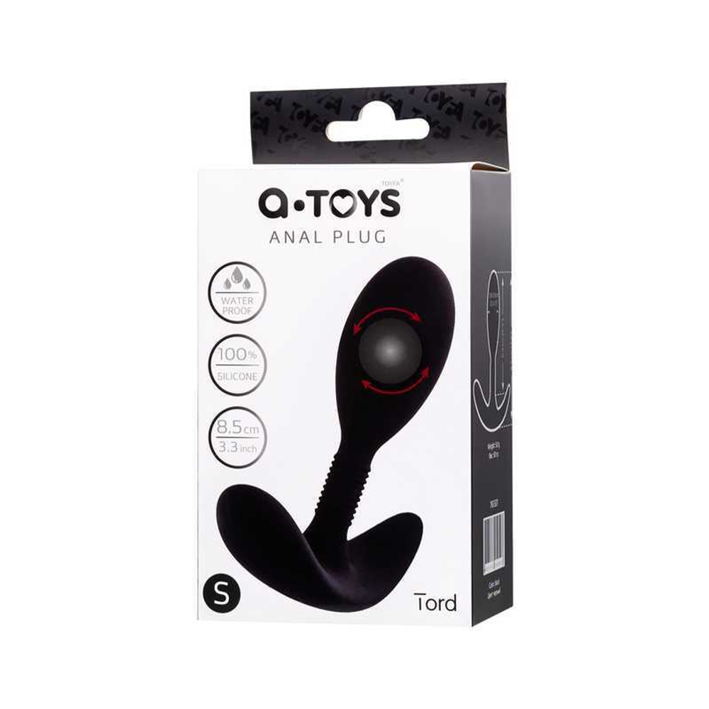Анальная втулка A-Toys by TOYFA Tord S, силикон, черная, 8,5 см