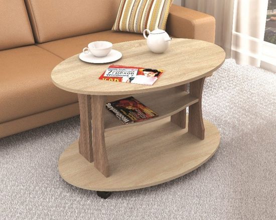 Стол журнальный КОНСУЛ-1 ясень шимо / дуб сонома