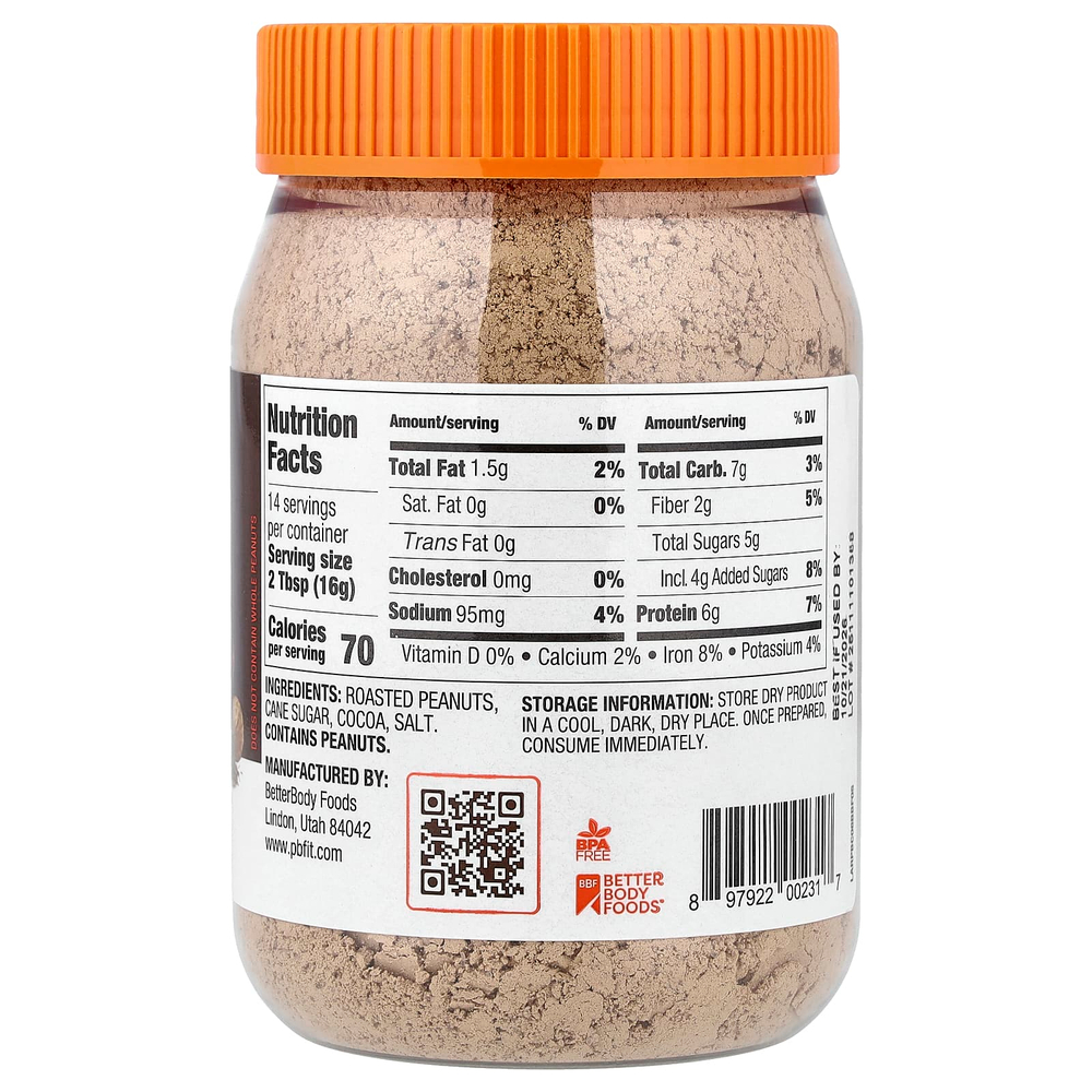 PBfit, порошок из обжаренной арахисовой пасты с какао, 227 г (8 унций)