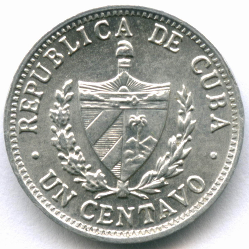 1 сентаво 1970 год. Куба. Алюминий, диаметр 17 мм. XF-AU
