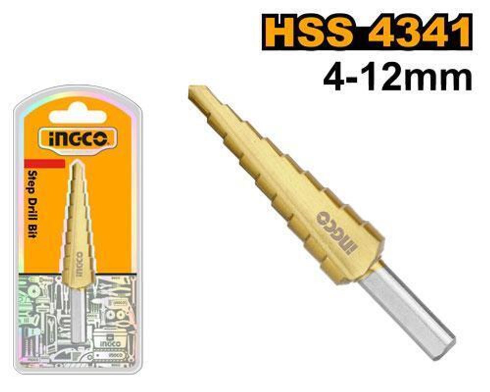 Сверло ступенчатое INGCO AKSDS41233 INDUSTRIAL 4-12 мм