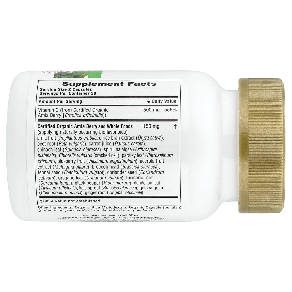 NaturesPlus, Source of Life Garden®, витамин C, ягоды амлы, 60 веганских капсул