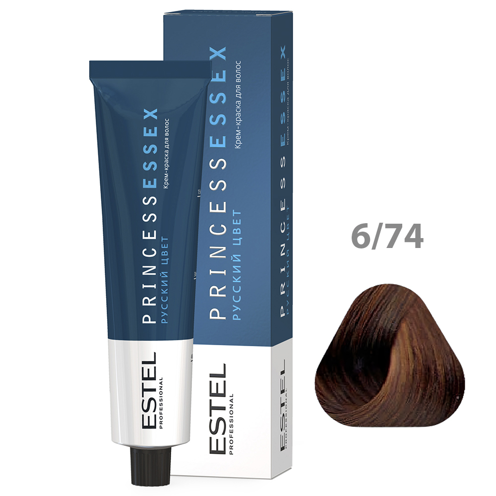 ESTEL PRINCESS ESSEX Крем-краска для волос, 6/74 темно-русый коричнево-медный/корица, 60 мл