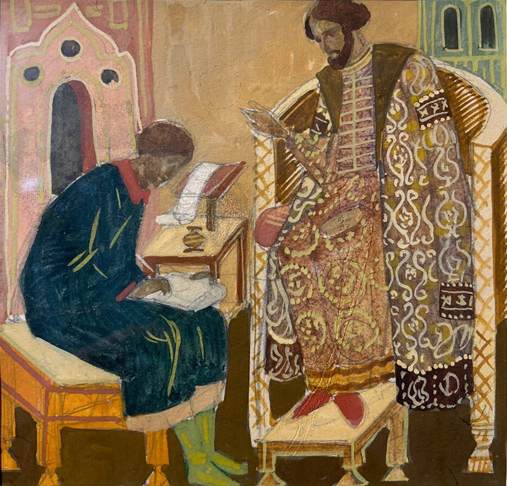 Владимиров Василий Васильевич. Русский переписчик. Акварель, бумага.  Российская Империя. Нач. 1900х