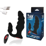 Черный анальный вибростимулятор с пультом ДУ (Цвет: черный)