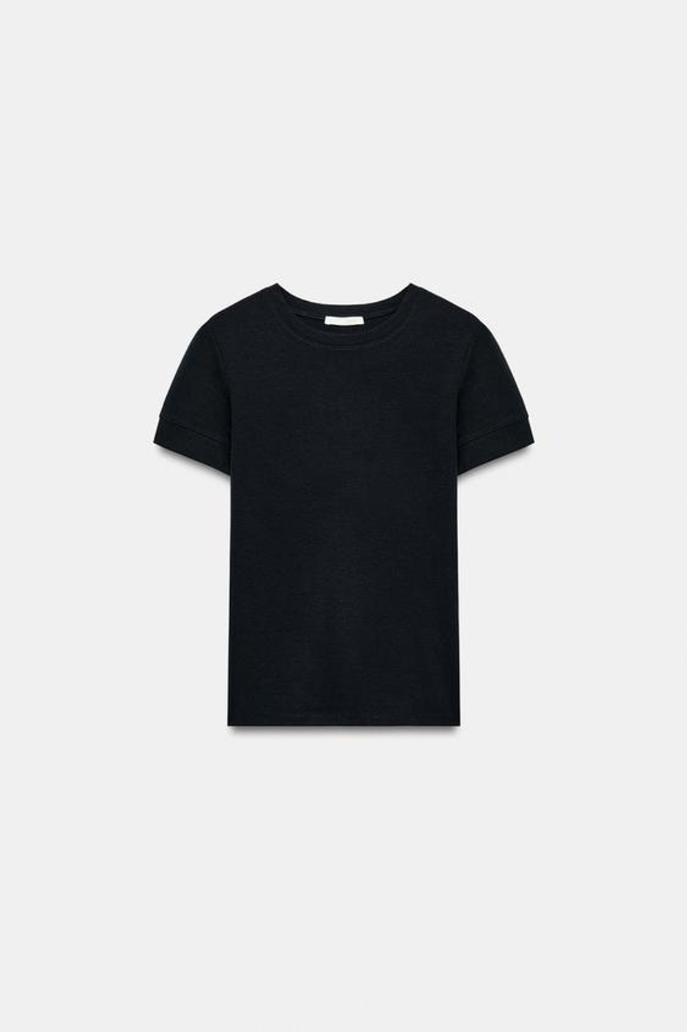 ZARA МИНИМАЛИСТИЧНАЯ ФУТБОЛКА С КОРОТКИМИ РУКАВАМИ, МОРСКОЙ СИНИЙ