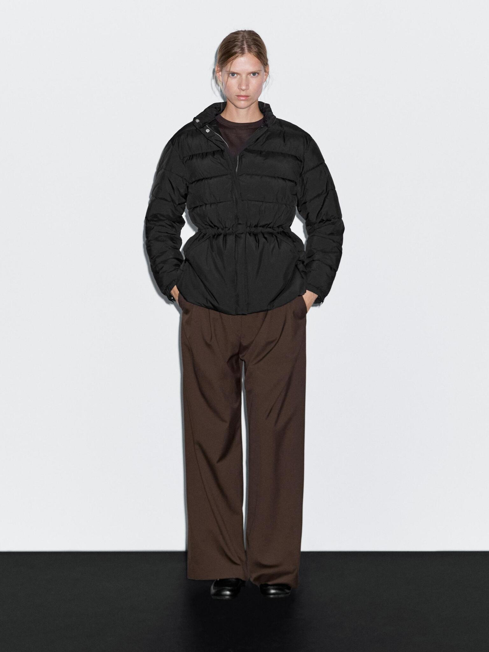 Massimo Dutti Стеганая куртка с воротником-стойкой, черный