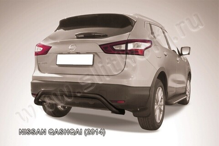 Защита заднего бампера (нержавейка) Nissan Qashqai (2013-2019) d57 скоба (черный)
