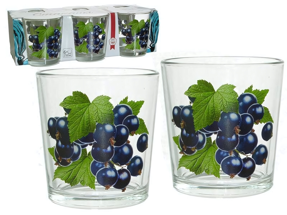 Набор стаканов "Черная смородина" 6шт 250мл (низкие)