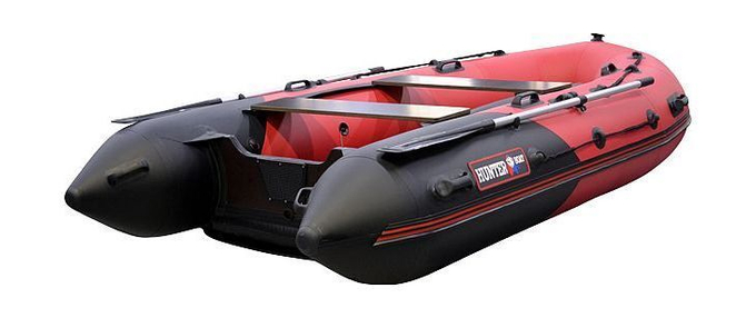 Надувная лодка ПВХ, Хантер 330 Про НДНД, красный/черный