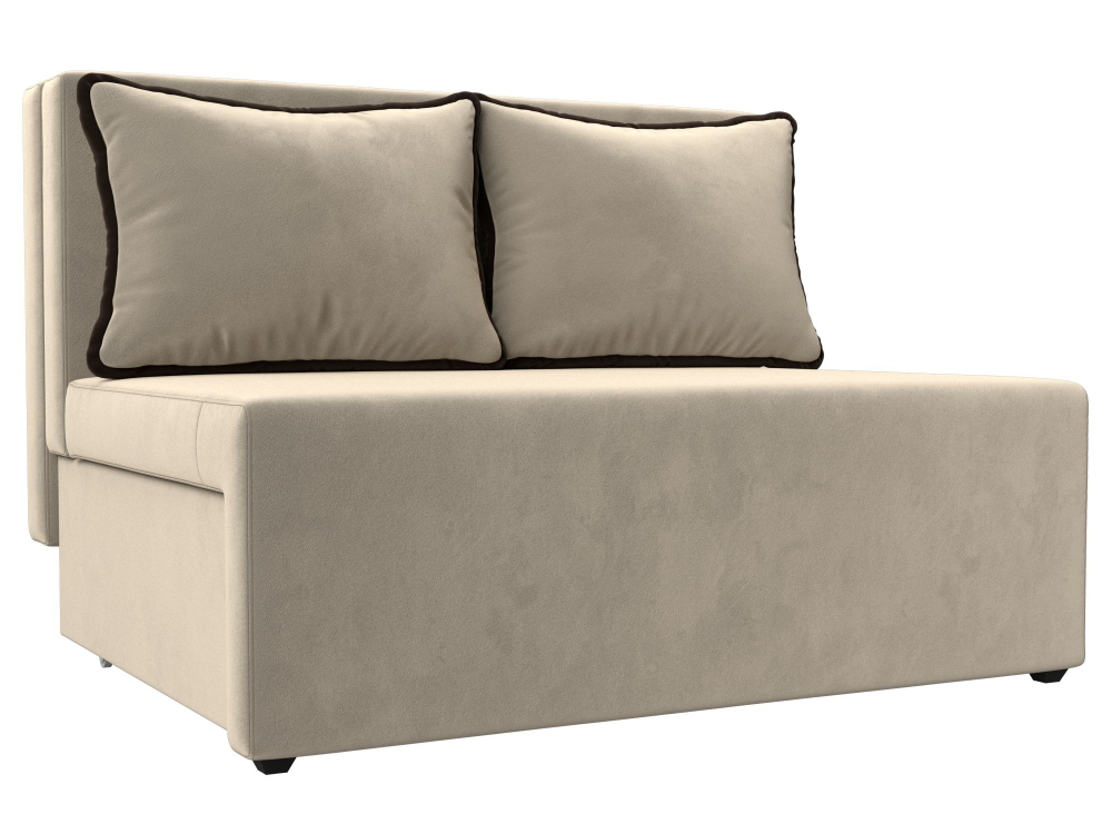 Диван прямой Лагуна, Бежевый\Коричневый, Микровельвет, 114438