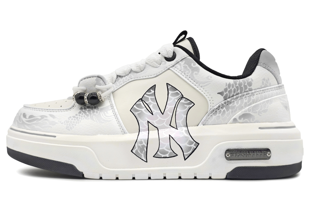 [Customized sneakers] MLB Chunky Liner made by Yixin CNY Year of the Dragon limited aura gray Dragon scale special shoe box art gradient low-top sneakers for men and women with the same style of white gray