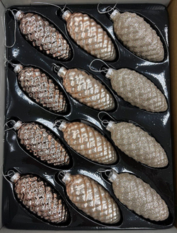 Набор шишек 12шт ChristmasDeLuxe шампань