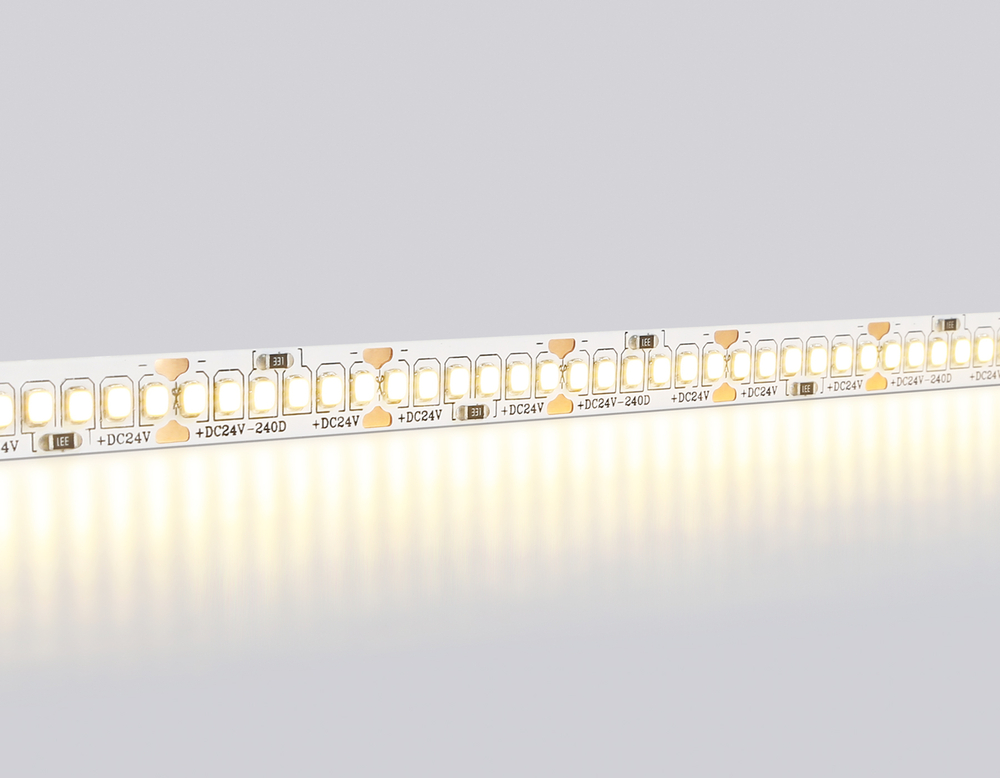 Светодиодная лента GS3401 2835 240Led/ 20W m/ 24V IP20 3000K/ 5000*10*1.2mm/ кратность резки 25mm (2 конт.)