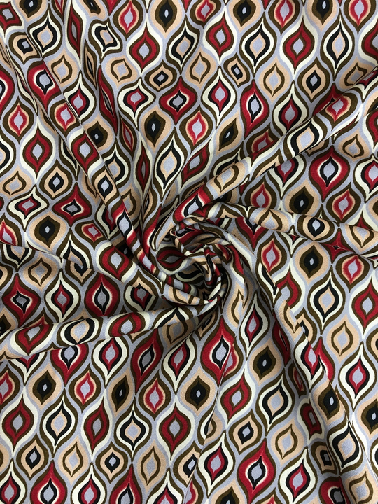 Штапель принт геометрия серый/бордо/беж D3C2