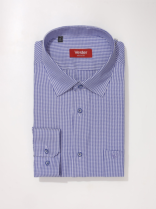 Сорочка мужская VESTER длинный рукав, клетка, хлопок/пэ 596142 30