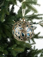 Винтажный стеклянный шар Графские сады Изумруд 10 см., 1 шт., Karlsbach (12861)